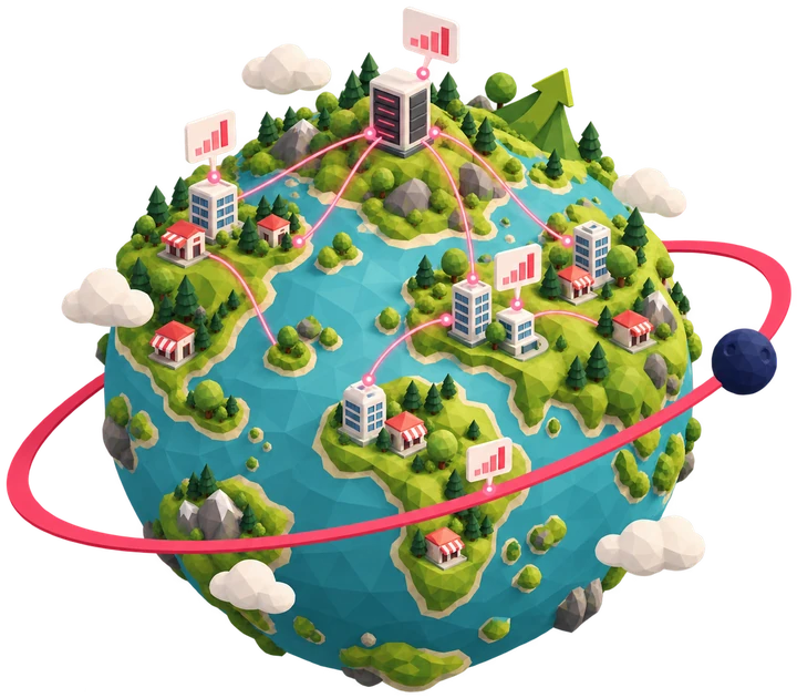 Planeta ilustrado do projeto ASP Softwares