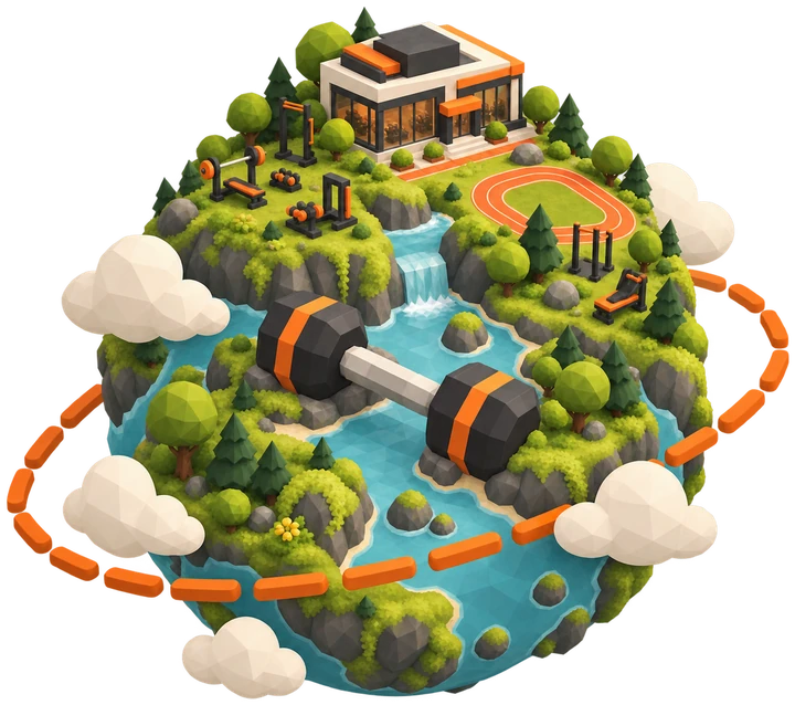 Planeta ilustrado do projeto FlexFitness