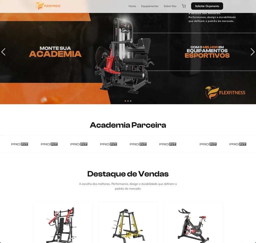 Página inicial do site FlexFitness, criado pela Ganxo